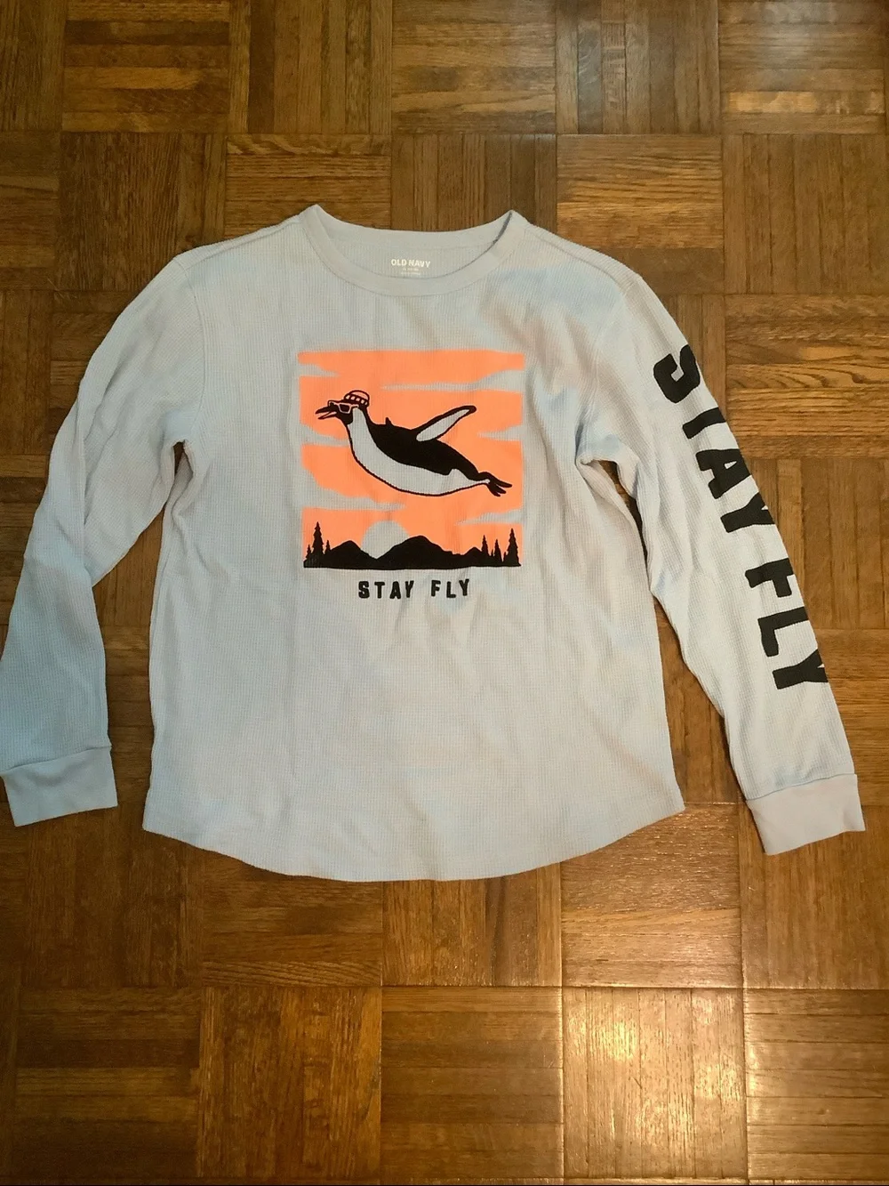 Long sleeve waffle shirt - penguin